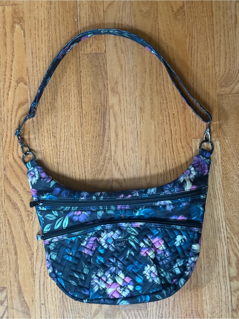 Lug Hippy Crossbody Bag Bloom Black Floral RFID Organizer Travel Crossbody